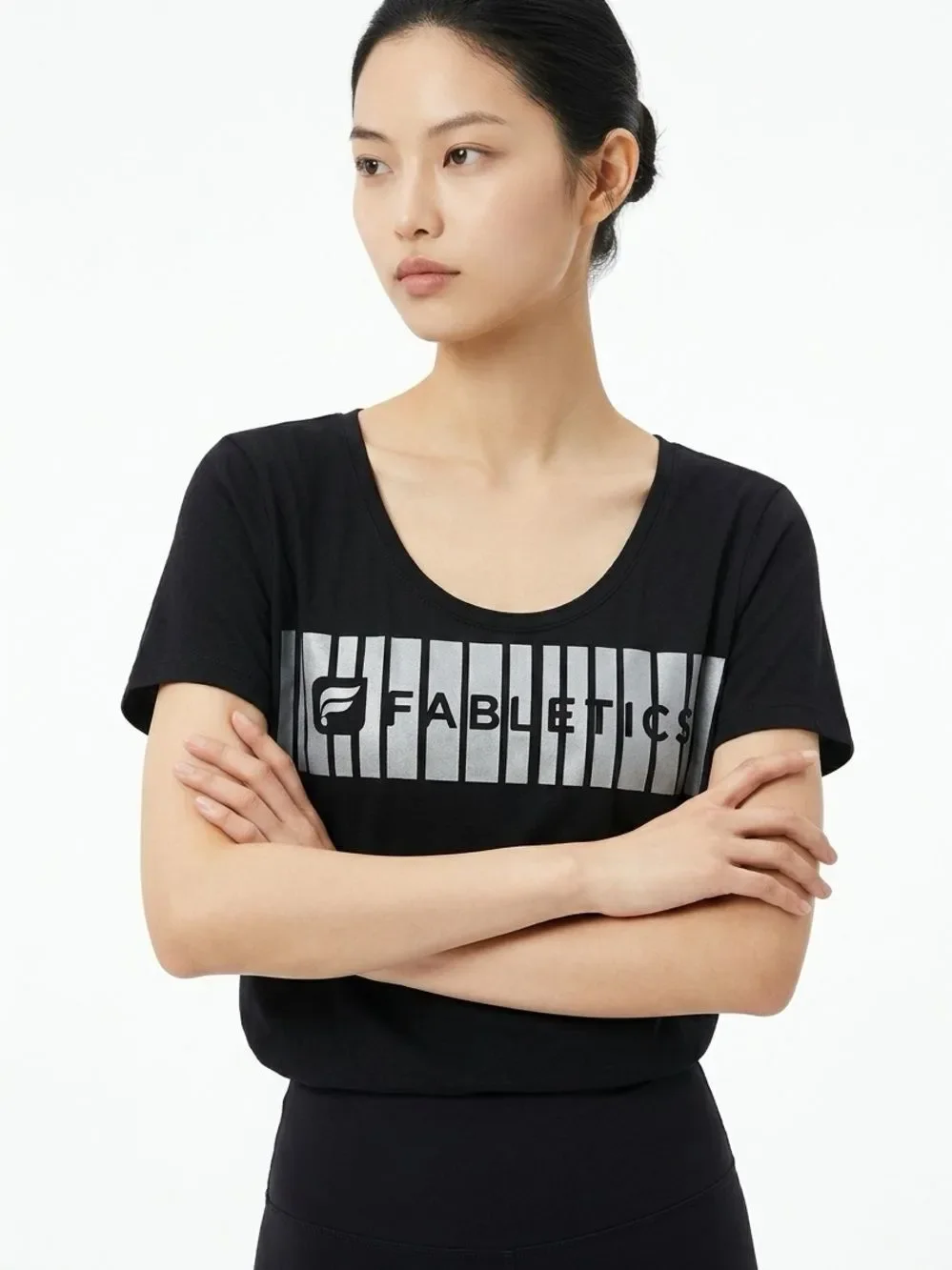FABLETICS | Metallic Foil Graphic Tee Black Large